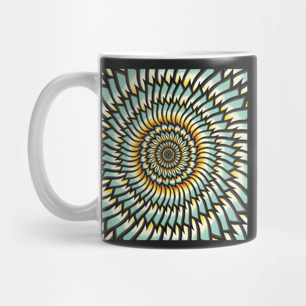 Sunshine and Sky Mandala -Intricate Digital Illustration - Colorful Vibrant and Eye-catching Design for printing on t-shirts, wall art, pillows, phone cases, mugs, tote bags, notebooks and more by cherdoodles